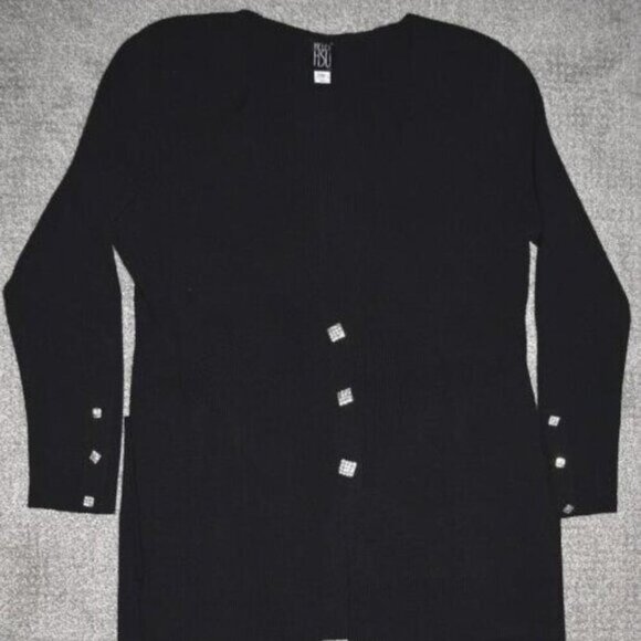 Helen Hsu NY Black Knit Button Up Top & Pants suit Gorgeous set!! Vintage & NWOT - Picture 1 of 4